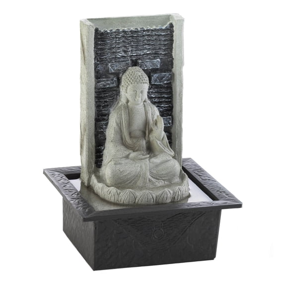Zingz & Thingz 9.5" Black and Gray Buddha Cascading Lighted Tabletop Fountain