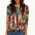 thumbnail image 4 of Women 250th Anniversary USA Shirt Women Patriotic Independence Day Shirt Women Crew Neck 3/4 Sleeve Casual Top, 4 of 5