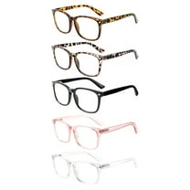 BONCAMOR 5 Pack Reading Glasses for Women and Men Spring Hinge Blue Light Blocking Reader（ 2.00）
