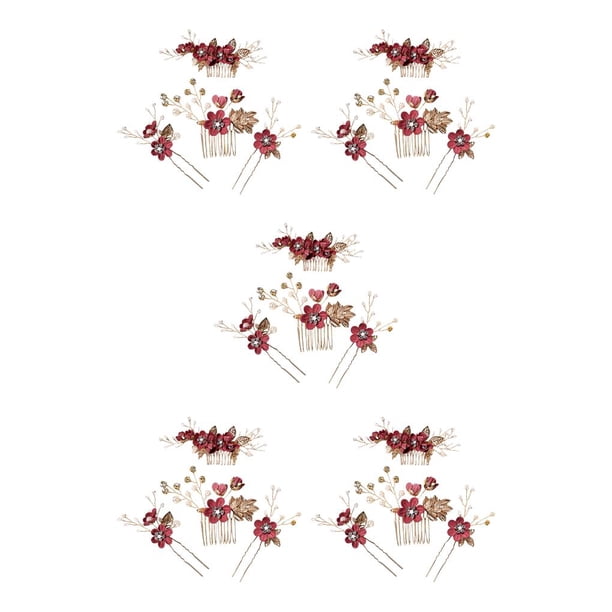 Qarigey 4 Uds. De peinetas de flores para boda, tocados elegantes para novia, tocado, adorno, accesorio de joyería de moda Type2 NO2