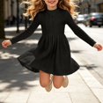 thumbnail image 3 of WGIZCVO Girls Long Sleeve Dresses Ribbed Knit Fall Winter Dress Crew Neck Casual A Line Dress with Pocket, 3 of 8