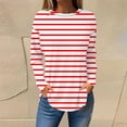 thumbnail image 2 of felwors Women's Striped Long Sleeve Tunic Top - Long Length Casual Sweatshirt Shirt Red, XXXL, 2 of 5