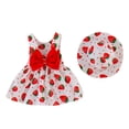 thumbnail image 2 of Herrnalise - Vestido de princesa con estampado de fresas para niñas pequeñas, sombrero y ropa, 2 of 8