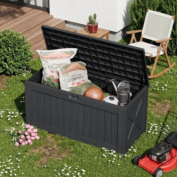 Homall 120 Gallon Outdoor Patio Box Deck Plastic Resin Storage Box Backyard, Black