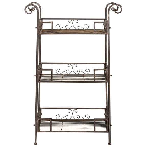 SAFAVIEH Noreen Outdoor Patio 3 Tier Shelf, Rustic Brown