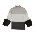 thumbnail image 1 of Alfani Womens Faux-Fur Cuff Pullover Sweater, Beige, Plus Size, 1X, 1 of 1