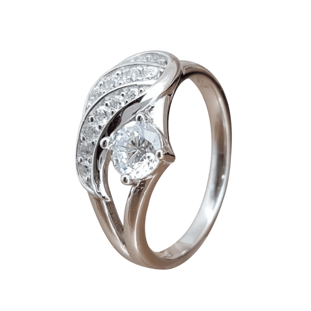 Valentines Day Silver Ring Bridal Zircon Diamond Engagement Wedding Ring