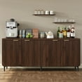 thumbnail image 5 of Furnihold 66.2''W Large Fluted Buffet Cabinet with 4 Doors & Shelves Wood Sideboard Buffet Table Storage Cabinet Modern Accent Console for Living Room, Walnut, 5 of 7