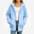 thumbnail image 5 of HAOTAGS Kids Hooded Sweatshirt (4-15) Long Sleeve Hoodie With Pocket Warm Zipper Jacket Light Blue Size 8, 5 of 9