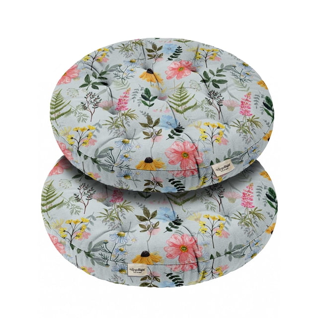 Vargottam Coussin de Méditation Rond 22 Pouces - Coussin de Sol en Coton Tufté avec Mousse à Mémoire de Forme pour Yoga, Lecture, Relaxation et Assise Intérieure