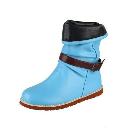 

Christmas Deals!2022 Juebong Women s Shoes Fashion Round Toe Mid-heel High Barrel Knight Buckle Retro Long Women Boots