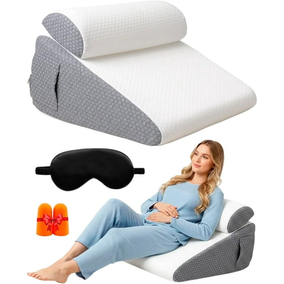 Wedge Pillow Side Sleeper Adjustable Memory Foam 30° Incline