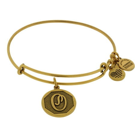 Initial O Charm Bangle Bracelet - Rafaelian Gold Finish - A13EB14OG