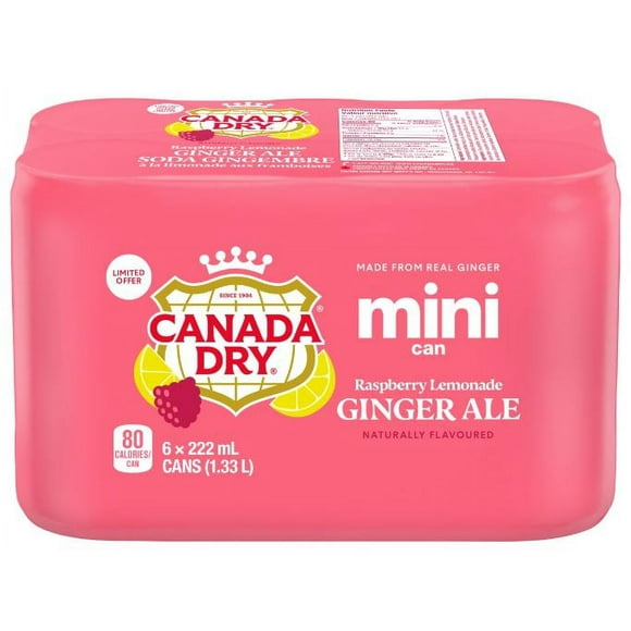 CD RASP LEM GR ALE, Canada Dry Raspberry Lemonade Ginger Ale brings the crisp and refreshing taste of Ginger Ale blended with a delicious twist of raspberry lemonade flavour.