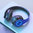 thumbnail image 1 of Auriculares Bluetooth Blukids 2024 con luz LED, reducción de ruido, Bluetooth 5.3, auriculares inalámbricos supraaurales, graves profundos, sonido HiFi, cómodas almohadillas de proteína, 7 horas de, 1 of 7