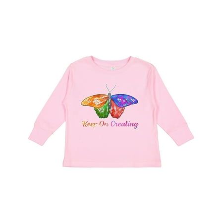 

Inktastic Keep on Creating with Beautiful Rainbow Butterfly Gift Toddler Boy or Toddler Girl Long Sleeve T-Shirt