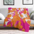 thumbnail image 6 of Pink and Orange Funky Preppy Throw Blanket Soft Cozy Flannel Fleece Warm Microfiber Blankets for Couch Sofa Bed 40"x50", 6 of 8
