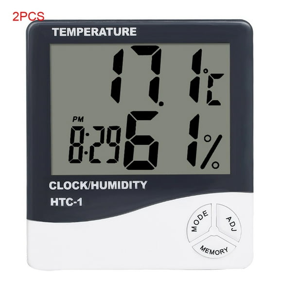 2 Pièces Mini Thermomètre Numérique Hygromètre Température Ambiante Hygromètre Alarme LCD