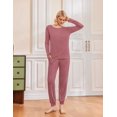thumbnail image 4 of Ekouaer 2 Pack Womens Pajamas Set Long Sleeve Sleepwear Top and Jogger Pants Lounge Sets Cozy Pjs Loungewear, 4 of 6