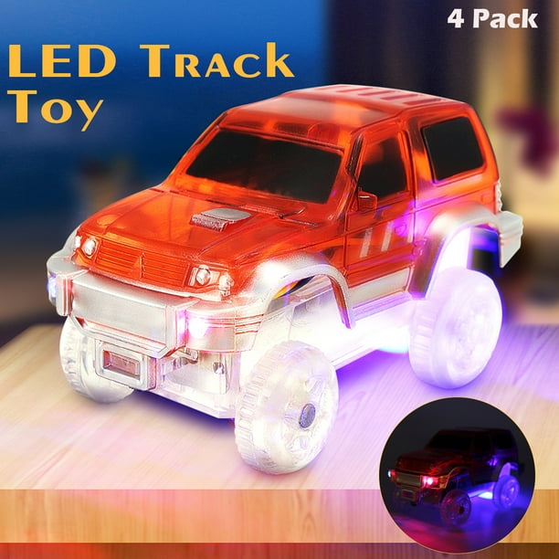 Voitures de piste compatibles avec Magic Tracks et Neo Tracks Accessoires  de piste de course lumineux de remplacement avec 5 lumières LED  clignotantes (lot de 4) 