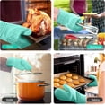 thumbnail image 6 of HEETLY 12.5-Inch Extra Long Waterproof Silicone Oven Mitts, 1-Pair Set, Heat Resistant with Cotton Lining, Green, 6 of 7
