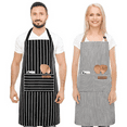 thumbnail image 3 of ONEKISS 2 Pack Kitchen Cooking Aprons, Adjustable Bib Soft Chef Apron with 2 Pockets for Men Women(Black/Brown/Red/Gray Stripes)2 PCs, 3 of 8