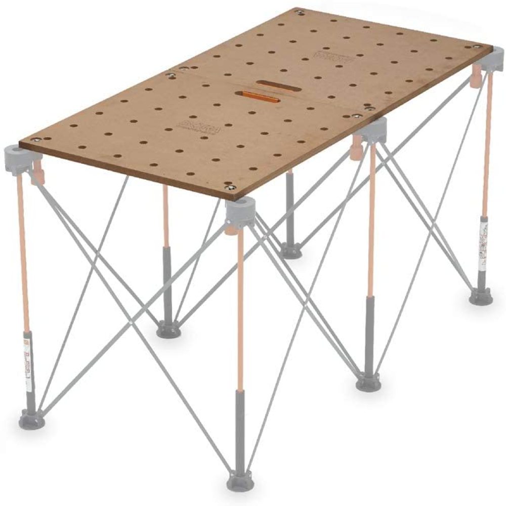 Bora Centipede Workbench Table Top for Bora Centipede Work Stand Saw Horses - 24 inch x 48 inch - Includes Wood Top with 3/4 inch Dog Holes + 6 Quick-