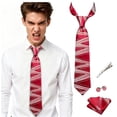 thumbnail image 2 of Set de Corbata Barry.Wang Rojo 150cm con Clip y Pañuelo de Bolsillo, 2 of 6