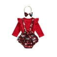 thumbnail image 3 of Biekopu Baby Girls Christmas Clothes Set Tops Romper Deer Suspender Bloomers Headband Outfits, 3 of 8