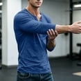 thumbnail image 5 of Men's Henley T‑Shirt Long Sleeve, Solid Vintage Athletic Muscle Fit Shirt Button Placket Tee for Gym Sport Business Casual Daily Wear, 5 of 6