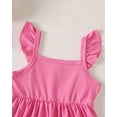 thumbnail image 4 of KIMI BEAR 12 Months Infant Baby Girl Dress 18 Months Girls Sundress 2 Packs Summer Clothing Ruffle Sleeveless Off the Shoulder A-line Dresses Solid Color and Floral Dresses 2pcs Pink, 4 of 7