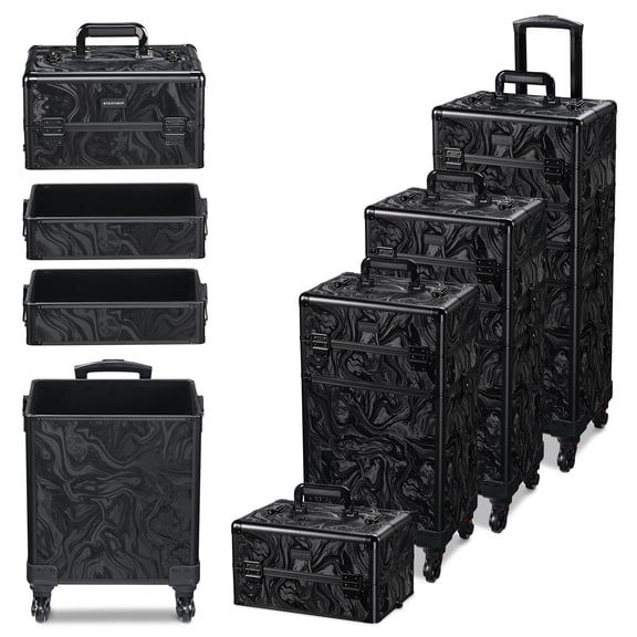 Byootique 3-Piece Makeup Train Cases Cosmetic Organizer Kit Artist CB Shadows
