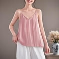 thumbnail image 2 of BILIKEYU Womens Cotton Linen Tank Tops, Summer Casual Sleeveless V Neck Camisole Loose Fit Spaghetti Strap Cami Shirts Going Out Y2K Cute Clothes Outfits, Pink, 2 of 4