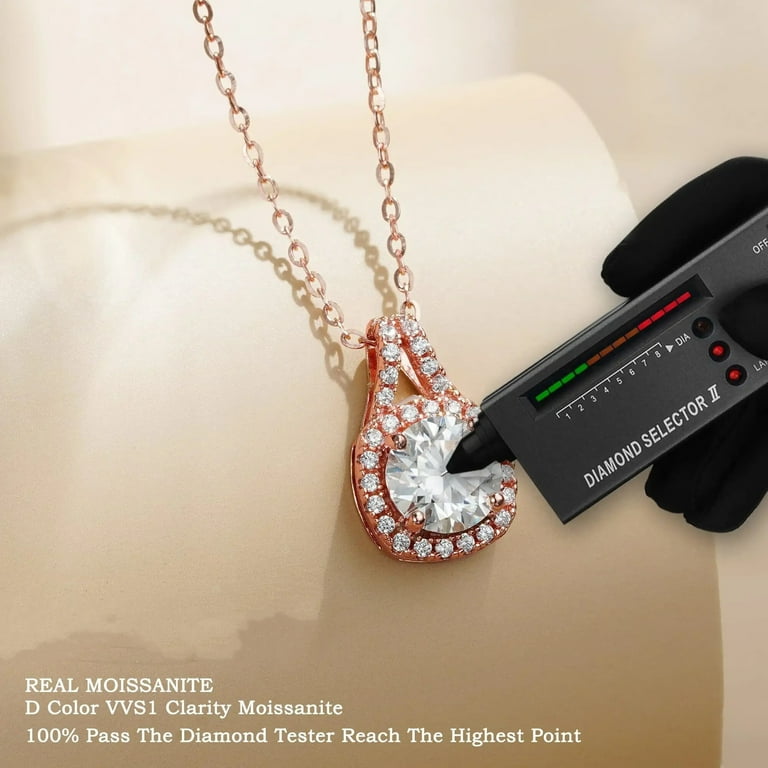 Moissanite halo necklace deals