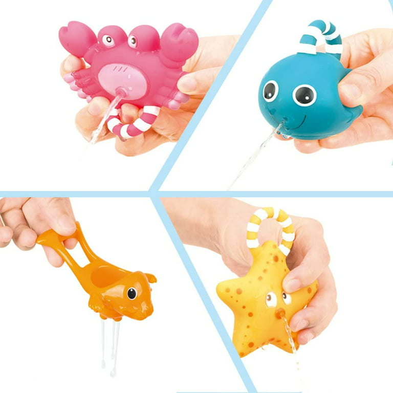 Bath Toy, Fishing Floating Squirts Toy and Water Scoop (8 Pack), LNKOO Fish  Net Game in Bathtub Bathroom Pool Bath Time for Kids Toddler Baby Boys