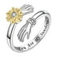thumbnail image 1 of Ajustable Girasol Anillo de Plata Giratorio con Estilo Manos Abrazando Anillo, 1 of 2