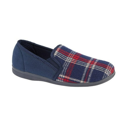 Sleepers Mens Jim Checked Velour Slippers