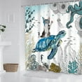thumbnail image 4 of SUNOLIFE Sea Turtle with Cat Shower Curtain,Ocean Coastal Fabric Bathroom Curtain for Kids,72x78 in, 4 of 4