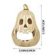 thumbnail image 2 of Ceramic Pumpkin Candle Holder for Halloween Decor, Gold Stem Jack O'Lantern, Tabletop Ornament, Fall Decoration, Indoor Holiday Accent, 2 of 4