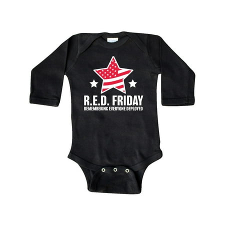 

Inktastic Red Friday Remembering Everyone Deployed with Red American Flag Gift Baby Boy or Baby Girl Long Sleeve Bodysuit