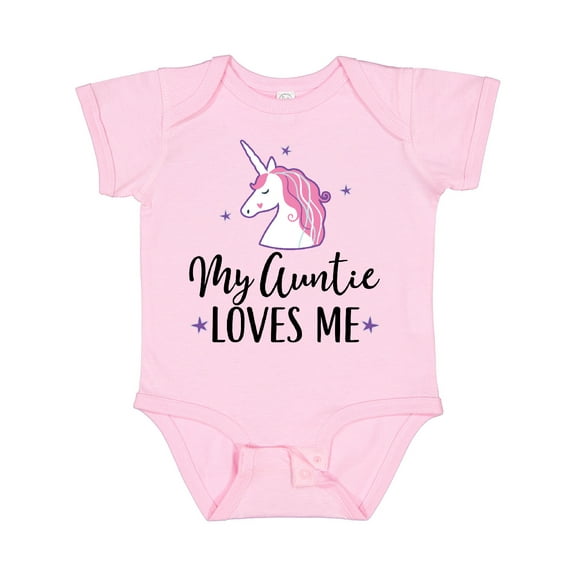 Inktastic My Auntie Loves Me Unicorn Girls Baby Bodysuit