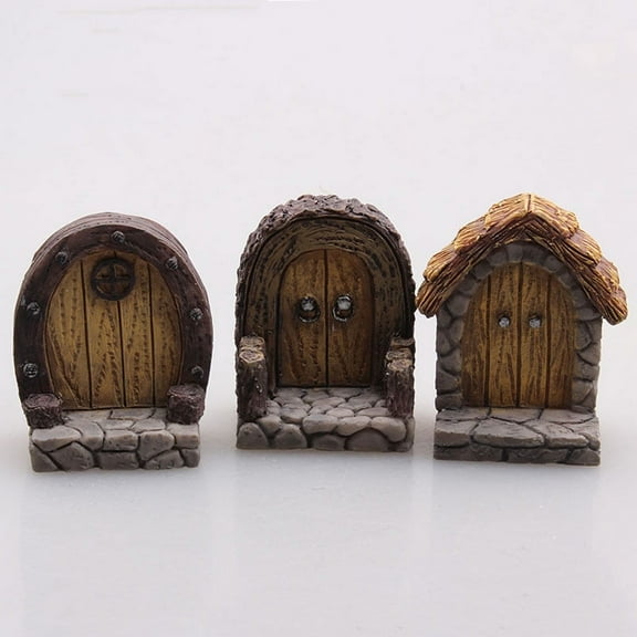 3pcs Mini Door Fairy Garden Accessories Miniature Door Fairy Garden Tree Door