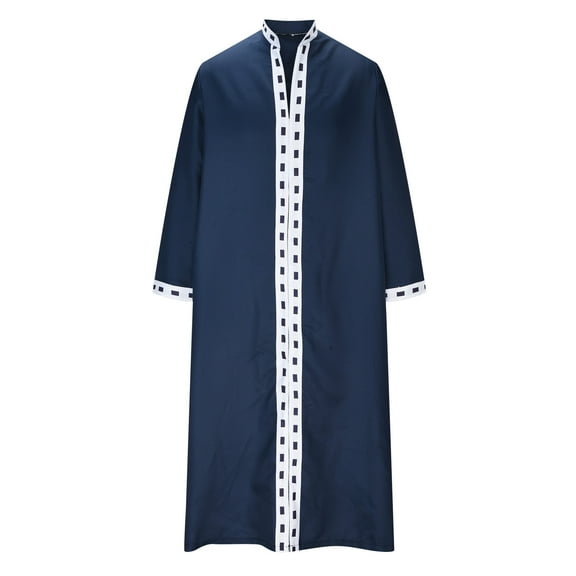 Lilgiuy Men Stand Collar Pullover Patchwork Long-sleeved Vintage Costume Cosplay Coat for Home Leisure