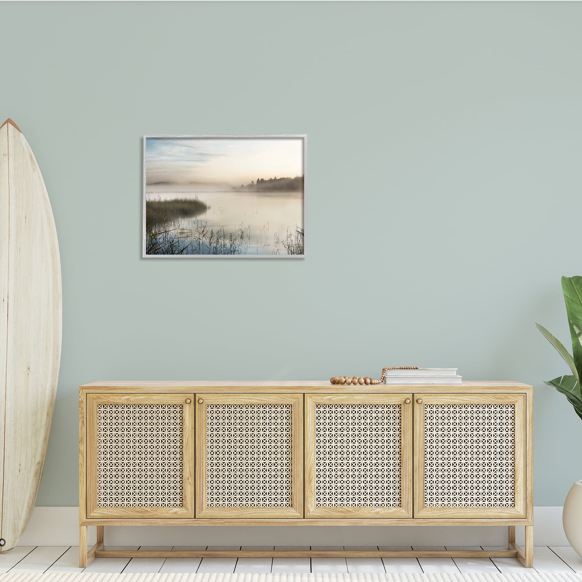 Stupell Indtries Misty Marsh Wetland Landscape Tall Grass Distant Forest,30 x 24,Design by Irene Weisz