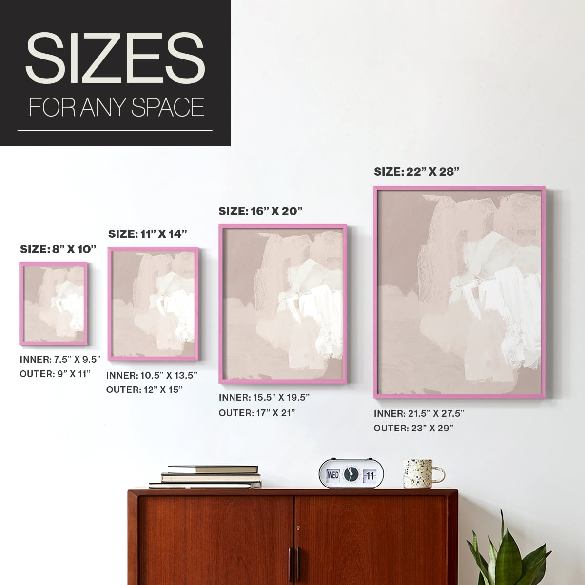 Cloud Slate II Framed Print in Pink Solid Wood Framed Print No Nail Hanging