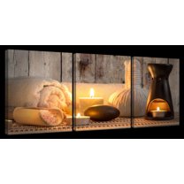 Elephant Stock Aromatherapy Spa Wall Art - Horizontal Multi Panel Canvas - 3 Pieceliving Room Wall Decor - Photography Wellness Multi Panel - Brown And Black Decor - 26" x 12"