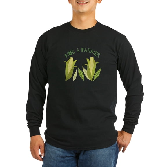 CafePress - Hug A Farmer Long Sleeve T Shirt - Long Sleeve Dark T-Shirt