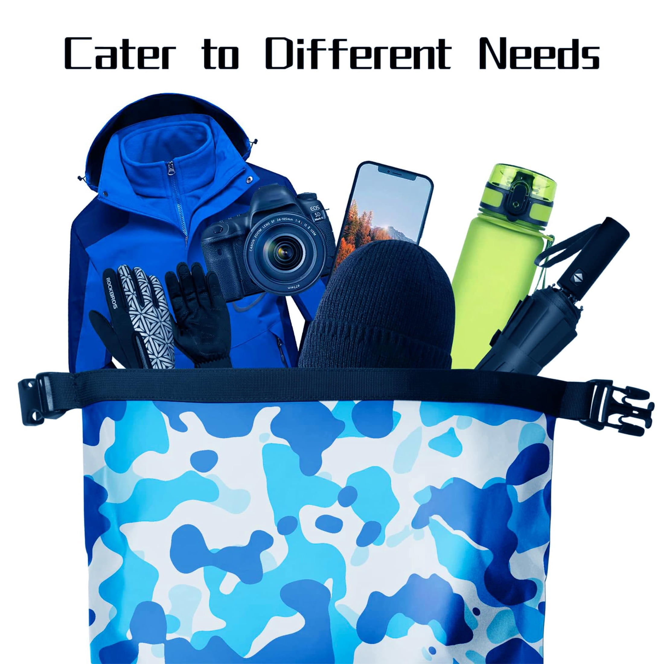 AFISHTOUR Dry Bag Waterproof Backpack, 35L Roll Top Floating Dry Backpack for Kayaking, Hiking, Camping, Travel (Blue)