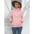 thumbnail image 2 of Solid Color Button Down Shearling Soft Teddy Jacket for Women, 2 of 3