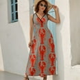 thumbnail image 5 of Lobster Art Prints Womens Night Club Maxi Dress V Neck Sleeveless Bohemia Long Dresses, 5 of 9